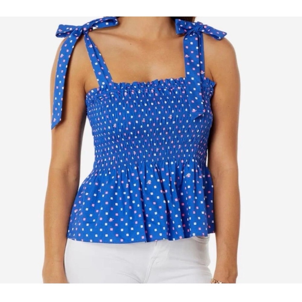 Lilly Pulitzer Blue Smocked Top